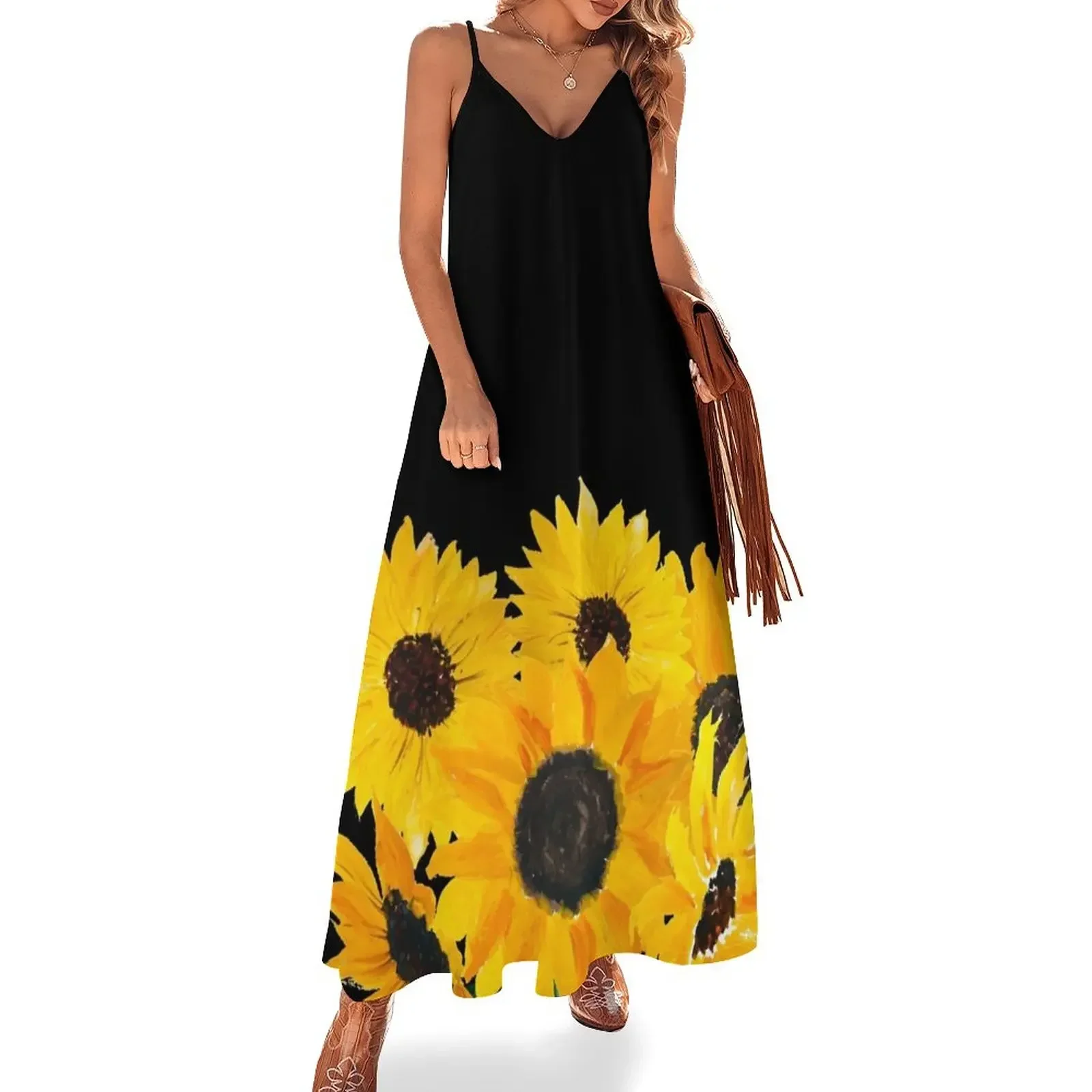 

Painted sunflower bouquet Sleeveless Dress summer dress women 2024 Woman fashion Women's long dress