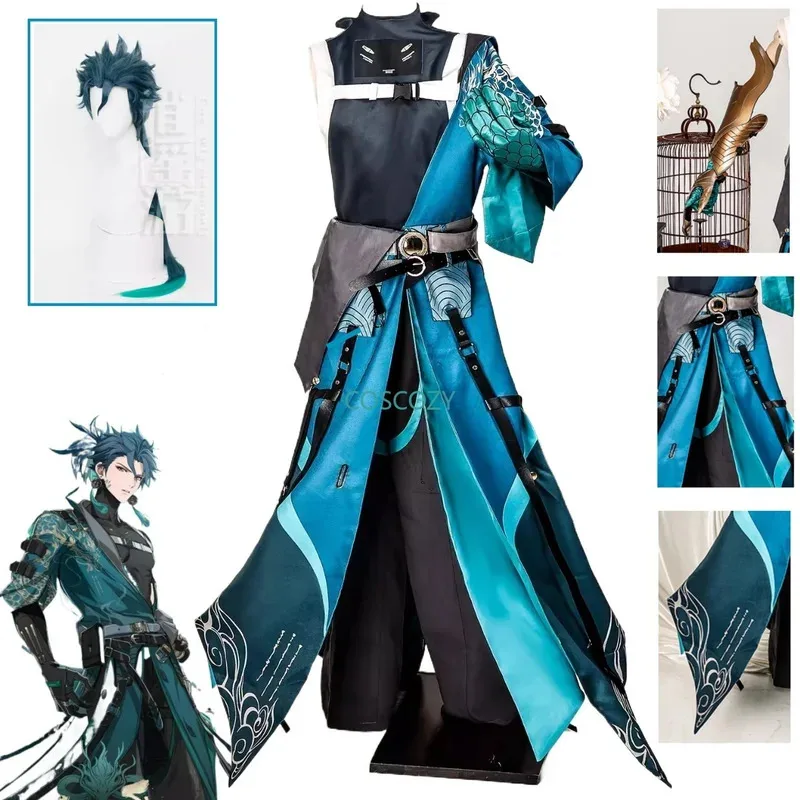 qq023Pre-sale Wuthering Waves Jiyan Cosplay Costume Long Green Wig Game Outfits for Convention Event Halloween Party