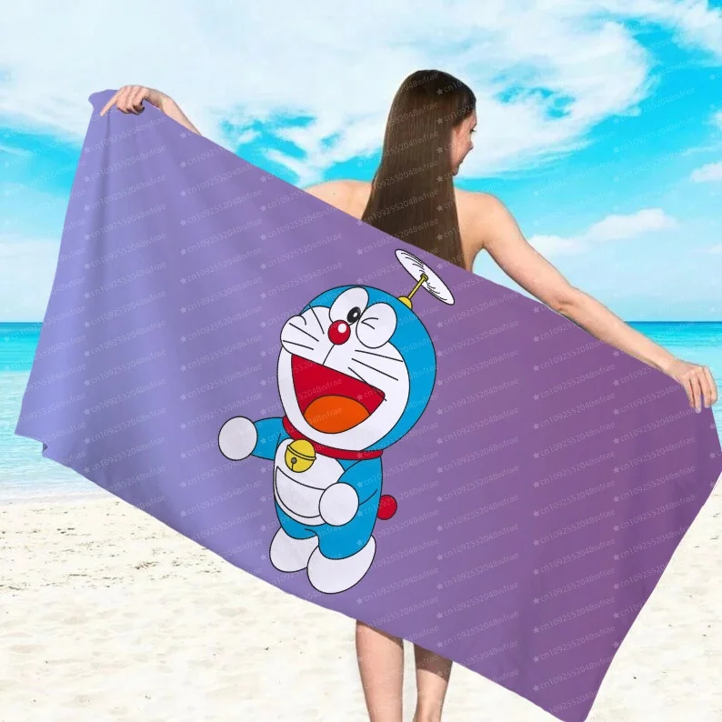 Doraemon Machine Cat Printed Beach Towel Microfiber Towel for Children/Adults Quick Drying Water Absorbing Swimming Pool Towel view 2