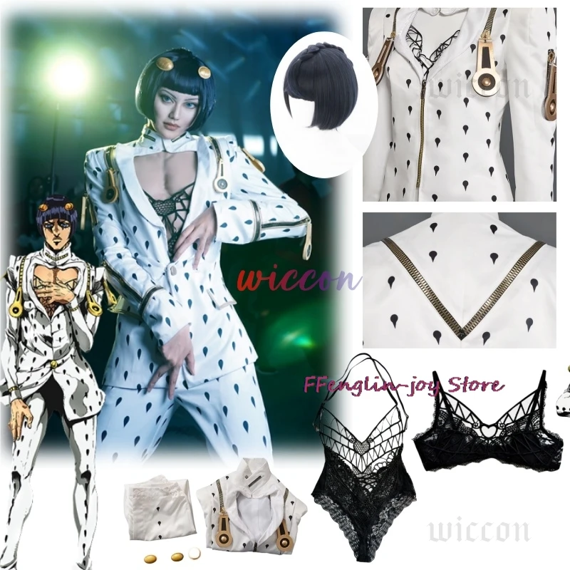 

JOJO Bizarre Bruno Bucciarati Cosplay Men's Golden Wind Bruno Cosplay Costume Top And Pants Lace Inner For Halloween Costume
