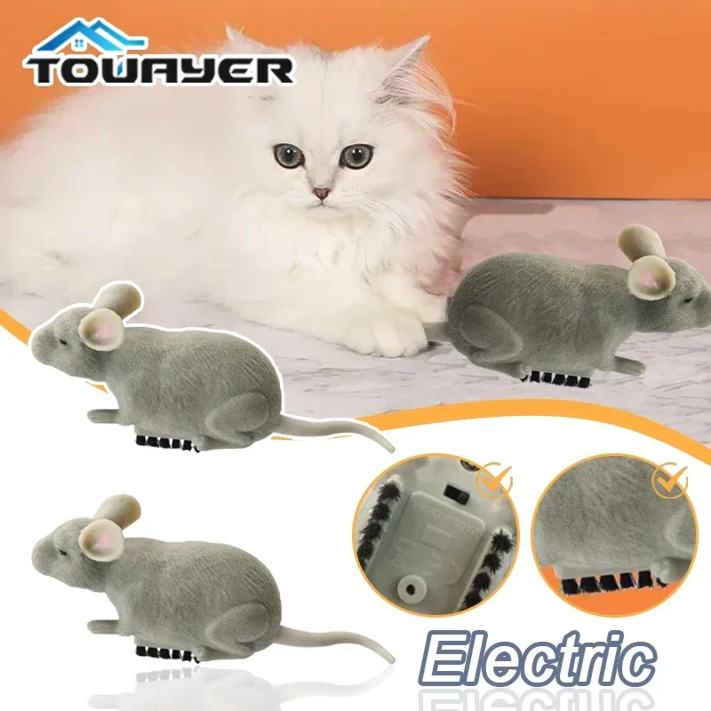 Electric Mouse Toys Cat Play Automatic Escape Robot Vibration Crawling Battery Operated Plush Mouse Pet Interaction Plaything