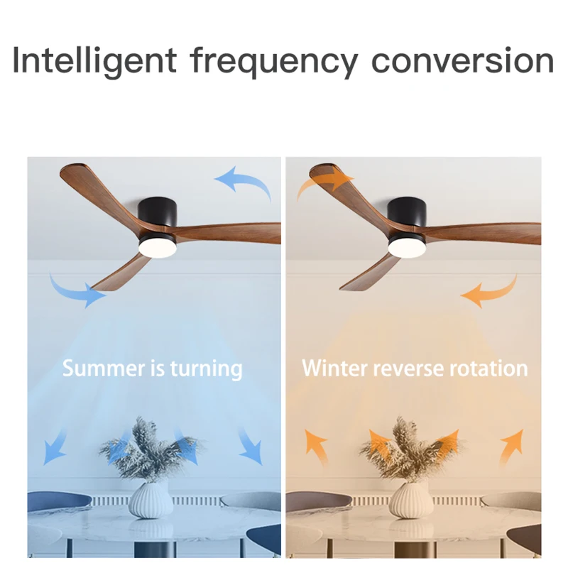 36 42 52 56 Inch Led Ceiling Fan Lights 3 Speed Adjustable Hardware Solid Wood Remote Control Ventilator For Bedroom Living Room