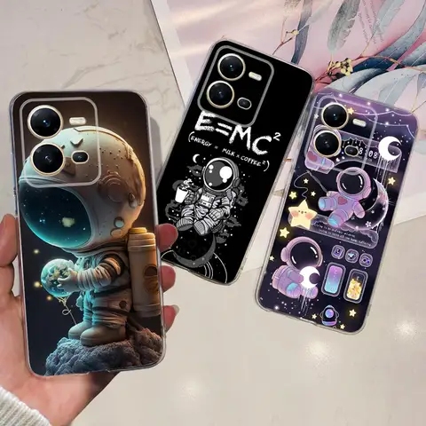 Funda transparente para Vivo V25 V25e, carcasa trasera de silicona TPU suave, Capa Vivo X80 Lite 5G, dragón, dibujos animados, Flores, mariposas