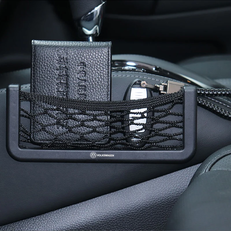 

Car Sticker Car Sticker New WD-V-W Car Storage Net Bag Phone Holder Pocket Organizer For VW Volkswagen Golf Polo Passat Touran J