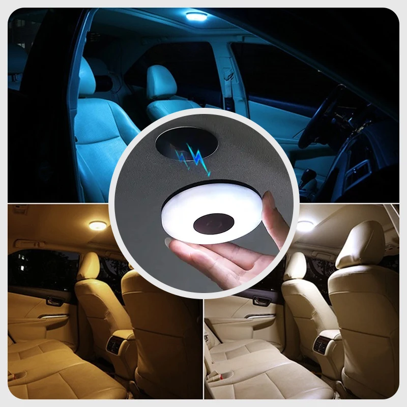 Car Interior Roof Touch Type Magnets Lights Portable Indoor Ceiling Lamp Night Touch Light Hand Reading Light Car Night Light