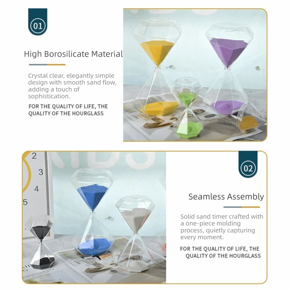 High Quality Diamond Shape Sand Clock 5 Minutes Simple Sandglass Hourglass Home Decoration