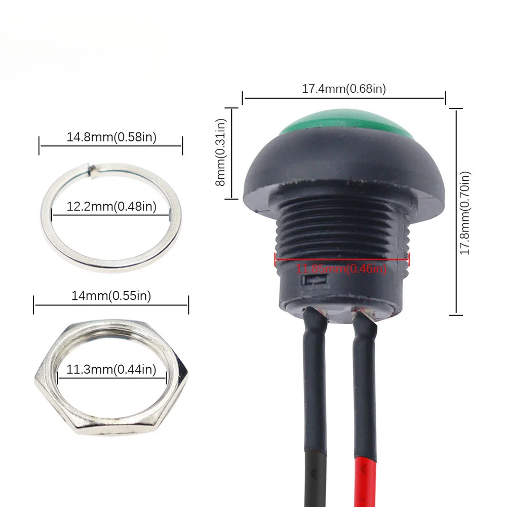 6pcs 12MM Momentary Push Button Switch With Pre-Soldered Wires 3A 125VAC 1A 250VAC ON OFF For LED Controllers And Dimmer Modules