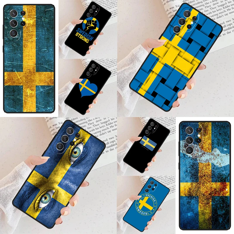 Sweden Flag Phone Case For Samsung Galaxy S24 S23 S22 S21 Ultra S10 Note 10 Pro S20 Plus FE S9 S8 Cover