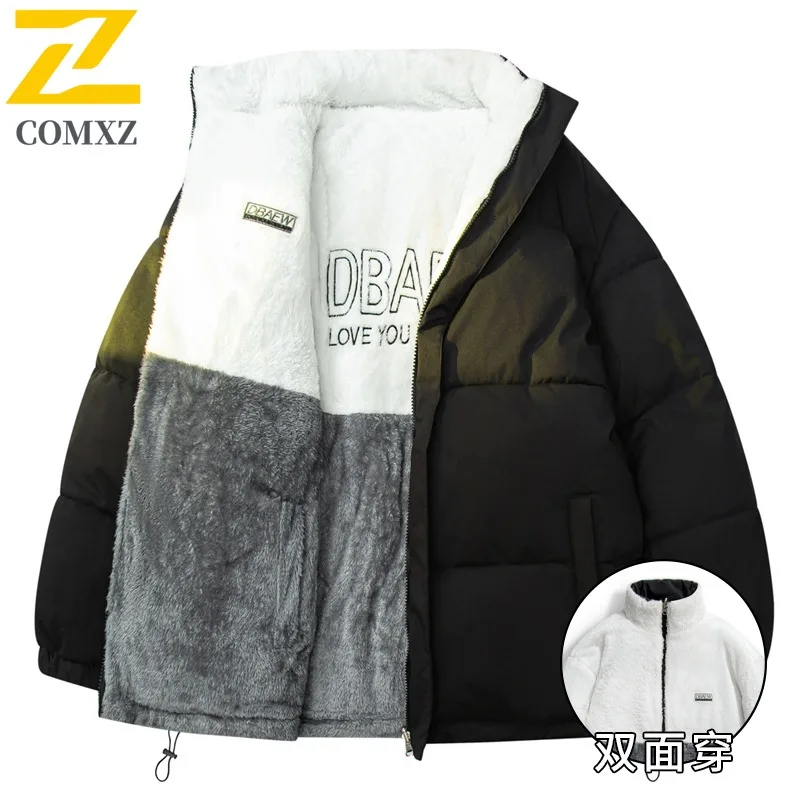 

COMXZ 2025 Men Winter Hooded Puffer Jacket Fleece Lined Casual street Outdoor Sport Waterproof Windproof Lightweight Windbreaker