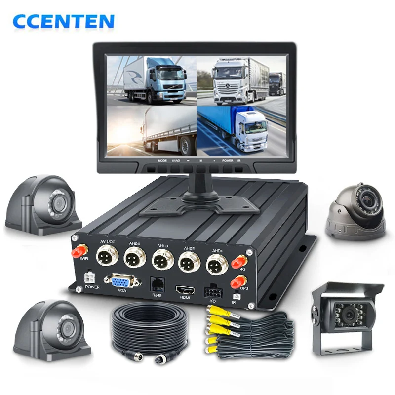 CCT 10 Inch Car  Car Camera 4 Channel 1080P Truck DVR Car Black Box HDD 4G GPS WIFI Mobile dvr  Heavy Vehicle Solution