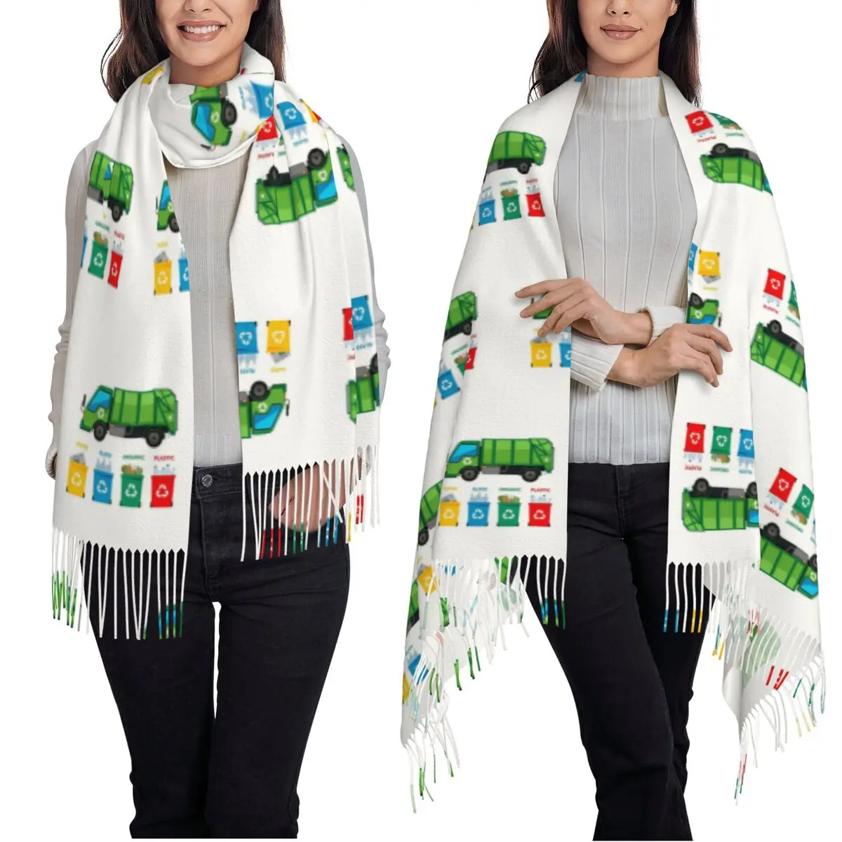 Garbage Truck Design  Rubbish Collection Vehicles  Scarf Tassel Scarves Women  Shawls and Wraps Long Fall Winter Shawl Wrap