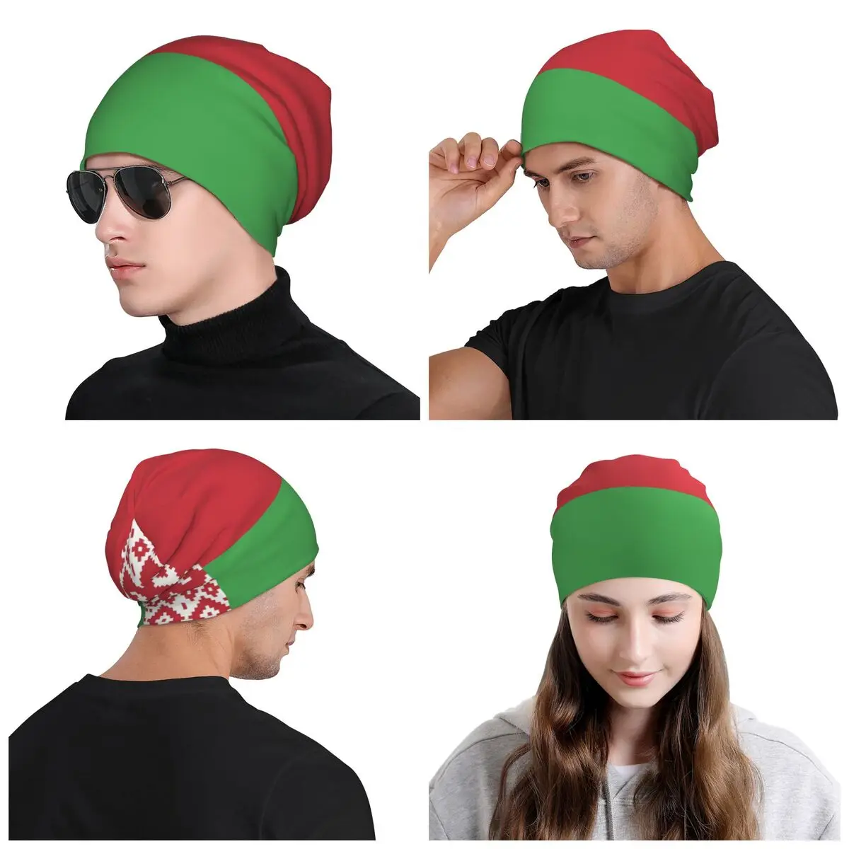 Bandiera della bielorussia Skullies berretti berretti Unisex inverno caldo cappello lavorato a maglia uomo donna strada adulto cappelli cofano berretto da sci all'aperto