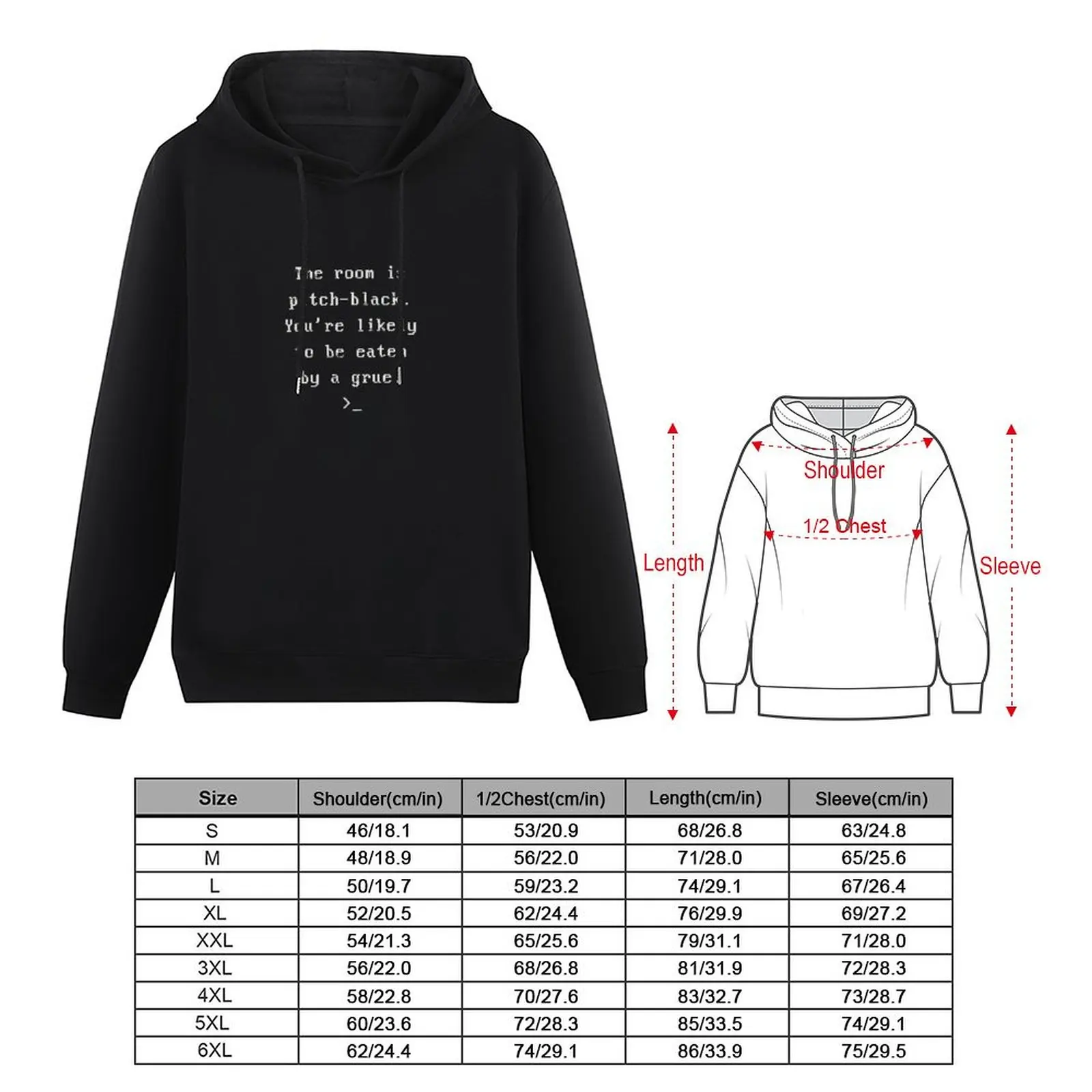 ZORK DARK GRUE ADVENTURE TEXT Pullover Hoodie mens clothing japanese style men's sweat-shirt set clothes for men big size hoodie