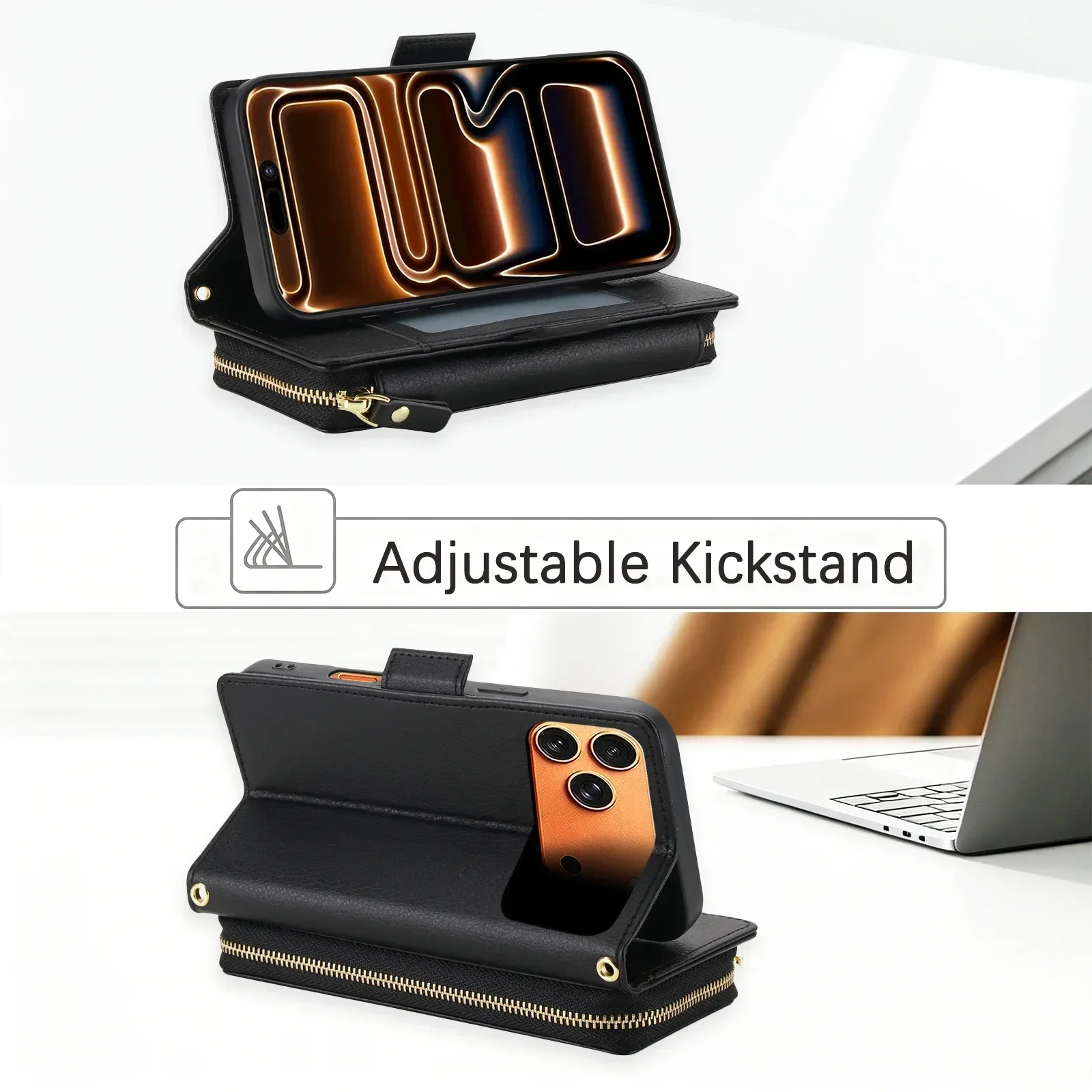 Crossbody Wallet Case for iPhone 18 17 16 15 14 13 12 11 Pro Max X XS XR SE 6 7 8 Plus Blocking Zipper Handbag Purse Flip Cover