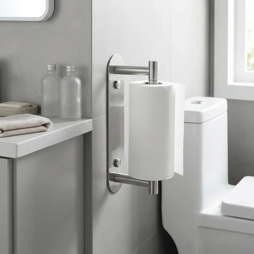 SUS304 Toilet Paper Holder Stylish Nickel Finish Wall Mount Rack Easy Install Hardware Accessory For Home Bathroom Restroom