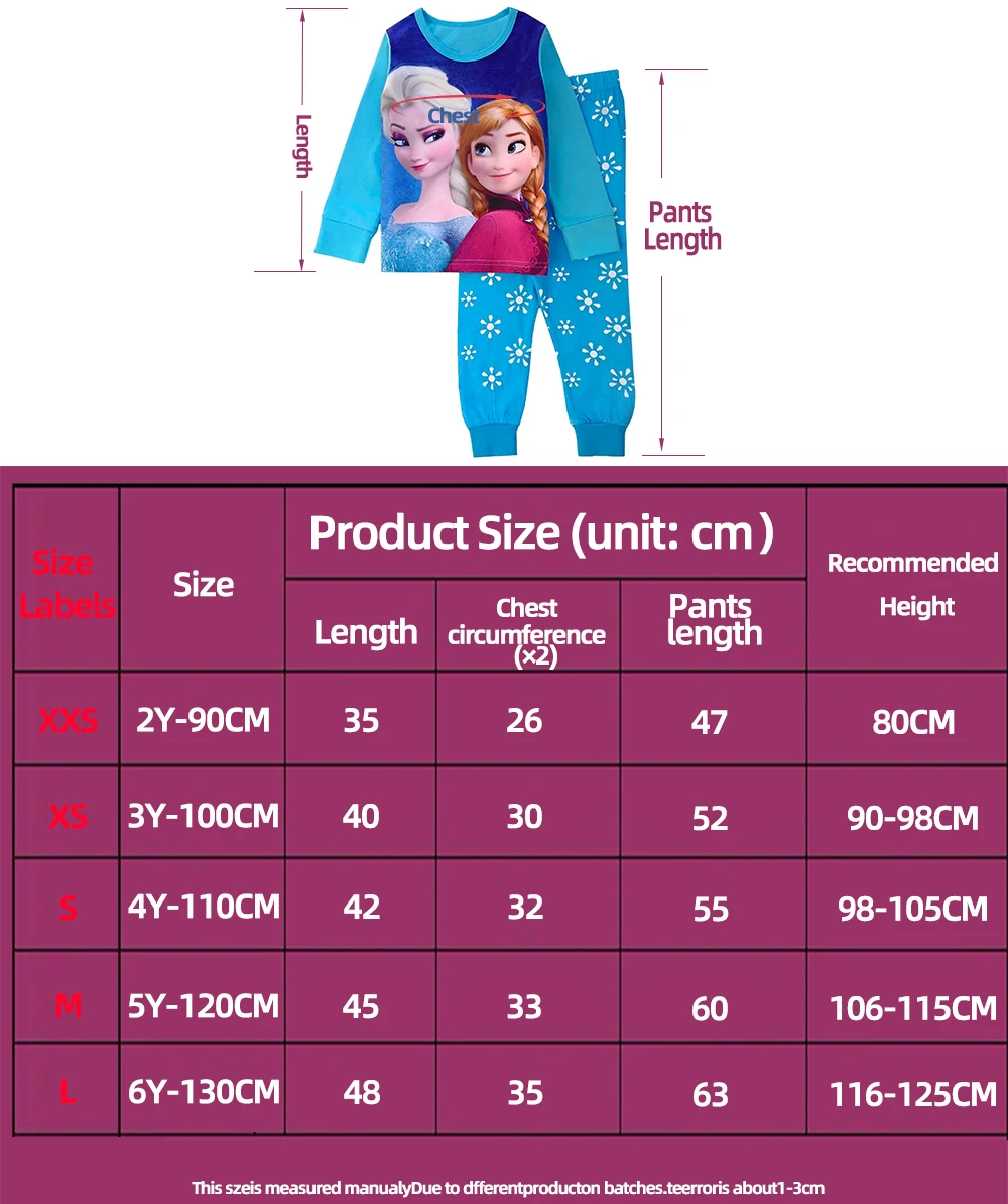 Princess Kids Pajamas Set Autumn Frozen Anna Elsa Children's Clothing Sets Girl Sleepwear Clothes Tangled Baby Cartoon Pyjamas