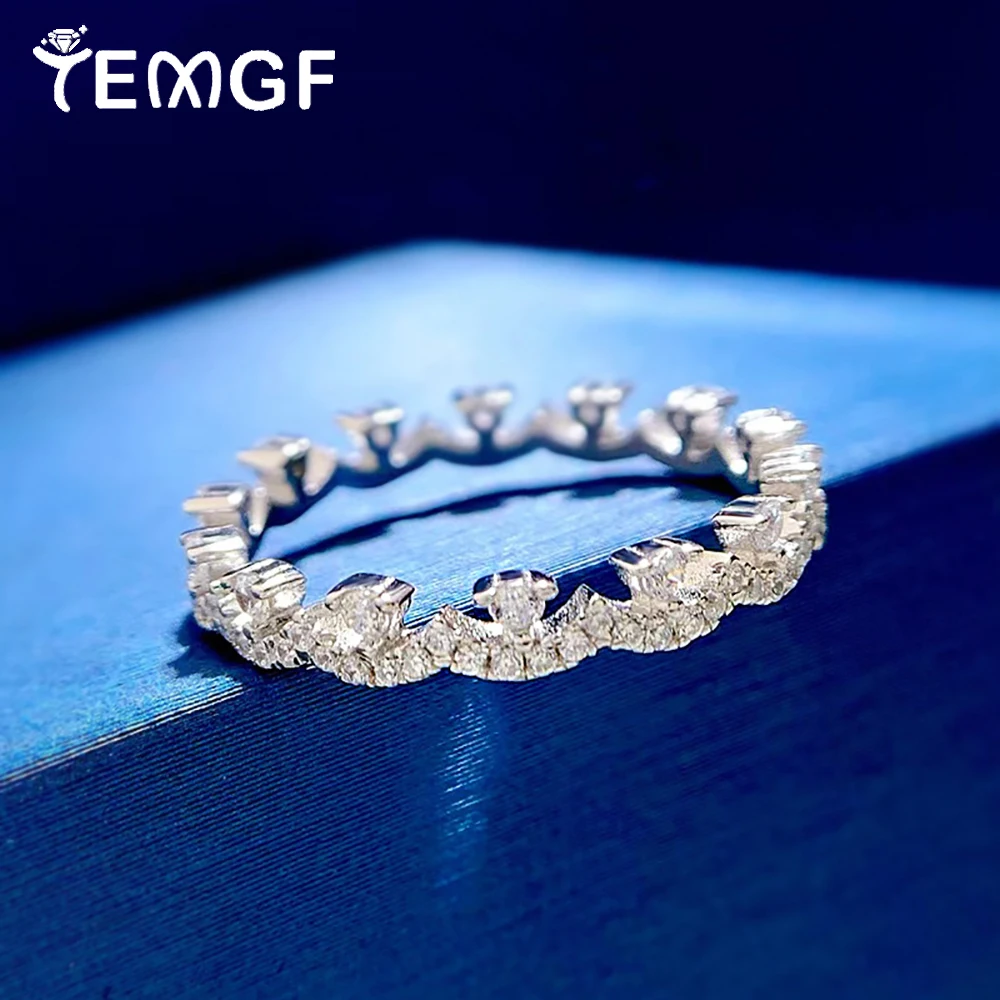 

TEMGF New Full Zircon Ring 100% S925 Sterling Silver Row Ring for Women Proposal Engagement Sparkling Jewelry Fine Couple Gifts