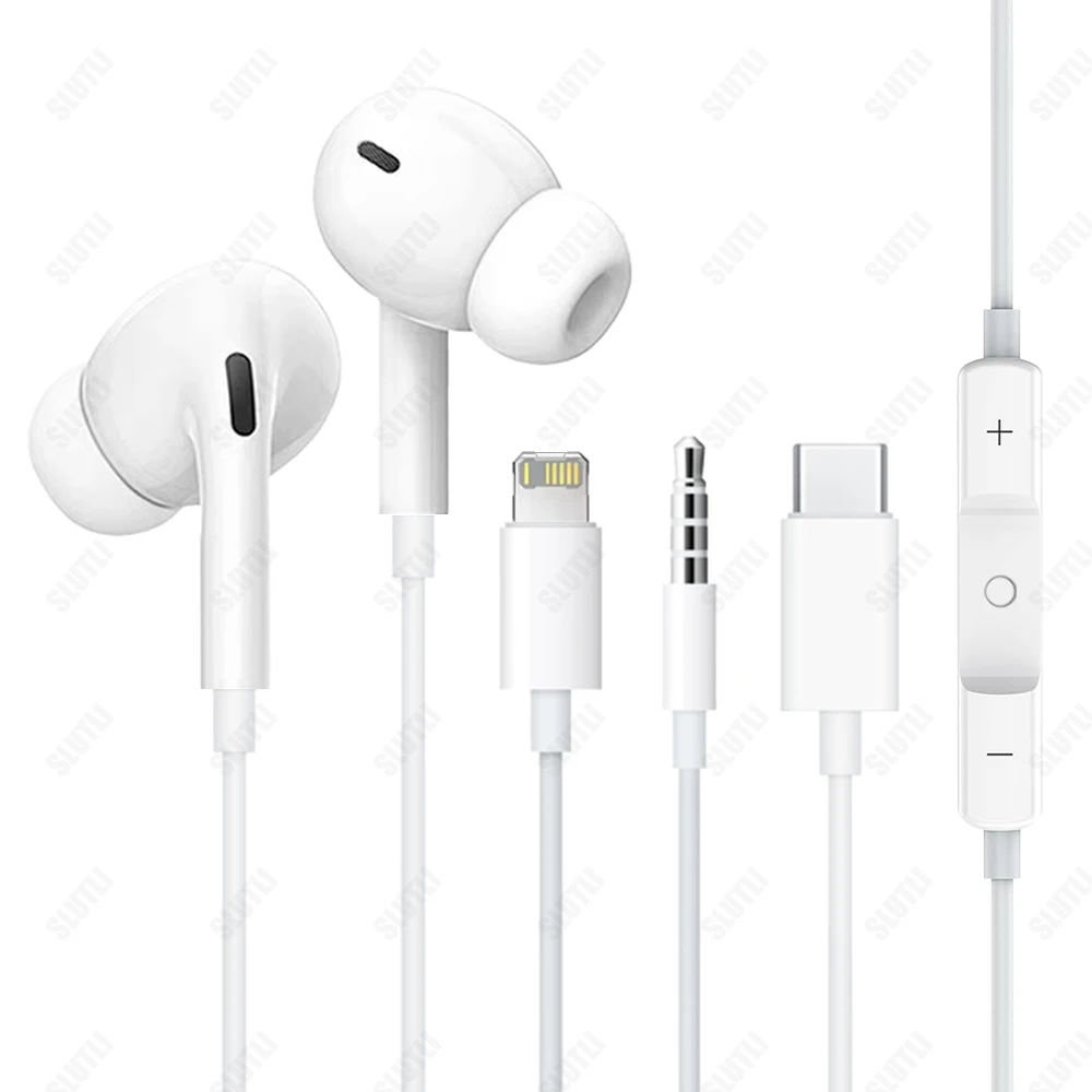 Original In-ear Wired Headphones For iPhone 16/15/14/13/12/11 Pro Max 7/8Plus X/XR/XS iPad In-ear earplugs USB C 3.5mm Earbuds