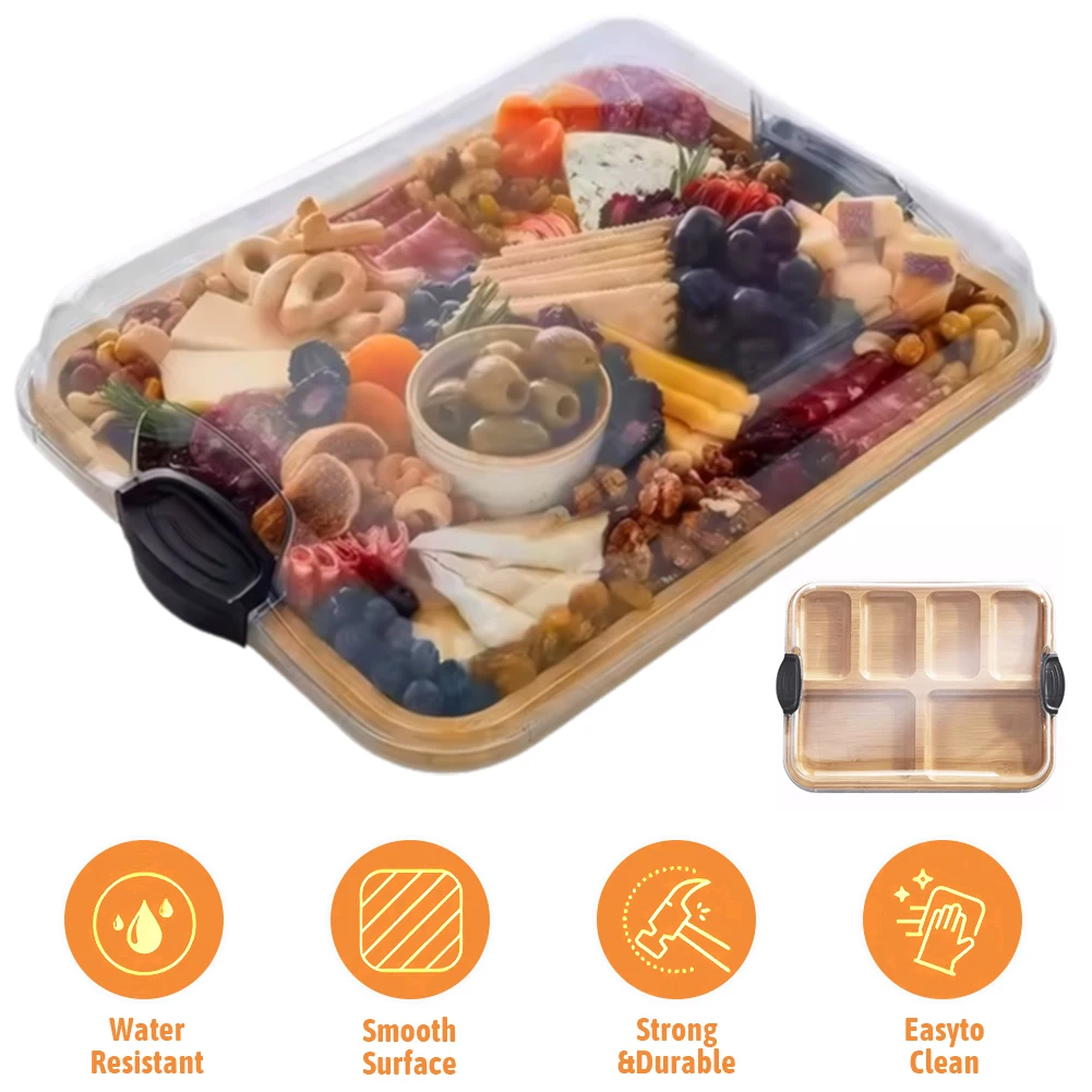 

Charcuterie Board with Lid Portable Bamboo Cheese Board Reusable Cutting Board for Kitchen Snackle Box Housewarming Gifts