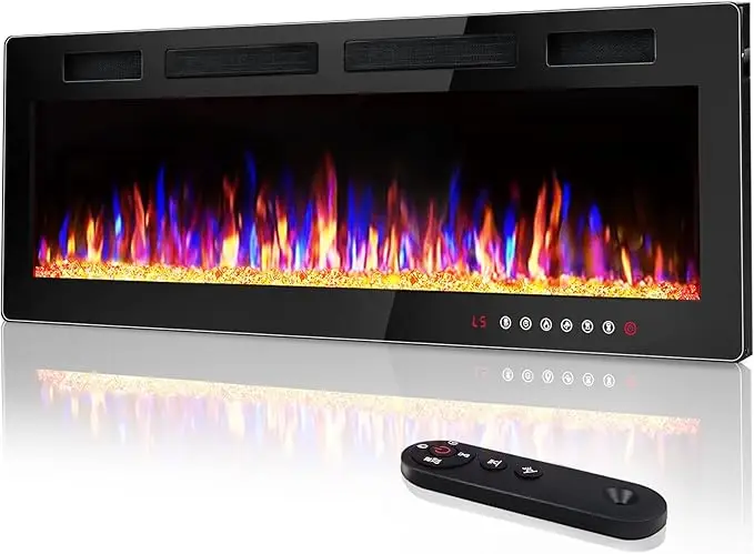 72 inch Ultra-Thin Electric Fireplace in-Wall Recessed and Wall Mounted Fireplace Heater,Linear Fireplace with Multicolor Flame