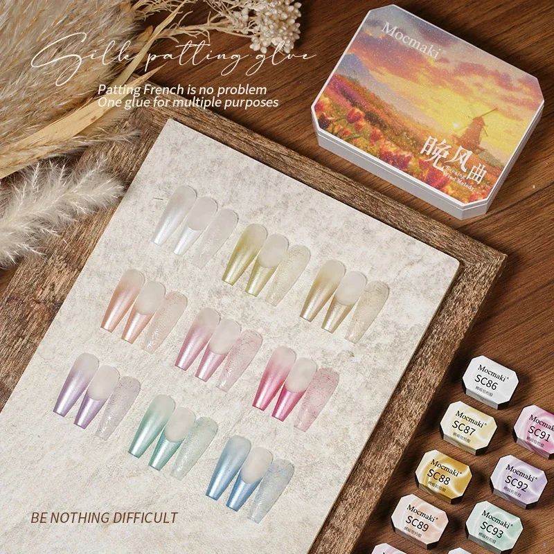 9 Kleuren Satijn Patting Gel Pat Schilderen Gel Semi Permanente Losweken UV/LED Nagellak Geen Veeg Effen gel Nagellak Voor Manicure