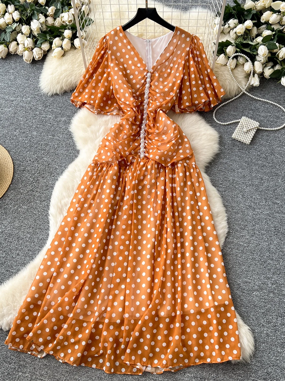 V-ne T Dr da donna estivo con pizzo Sves e abbellimenti di diamanti a vita alta A-line Midi Dr Ele Beau