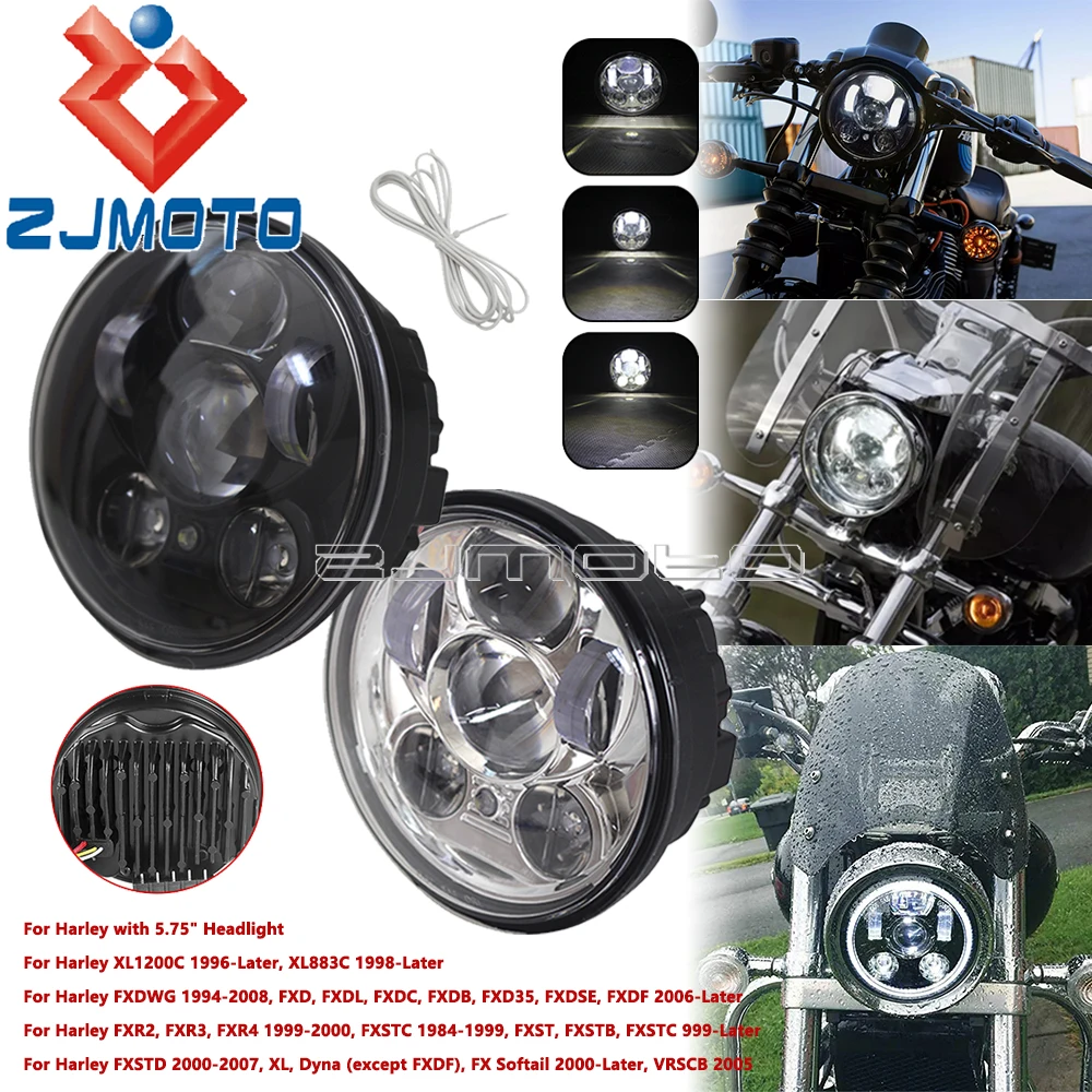 

5.75" Round Projector Headlamp Motorcycle LED Headlight For Harley Dyna Softail Sportster XL 1200C 883C FXST B/C/D FXD35 FXDSE