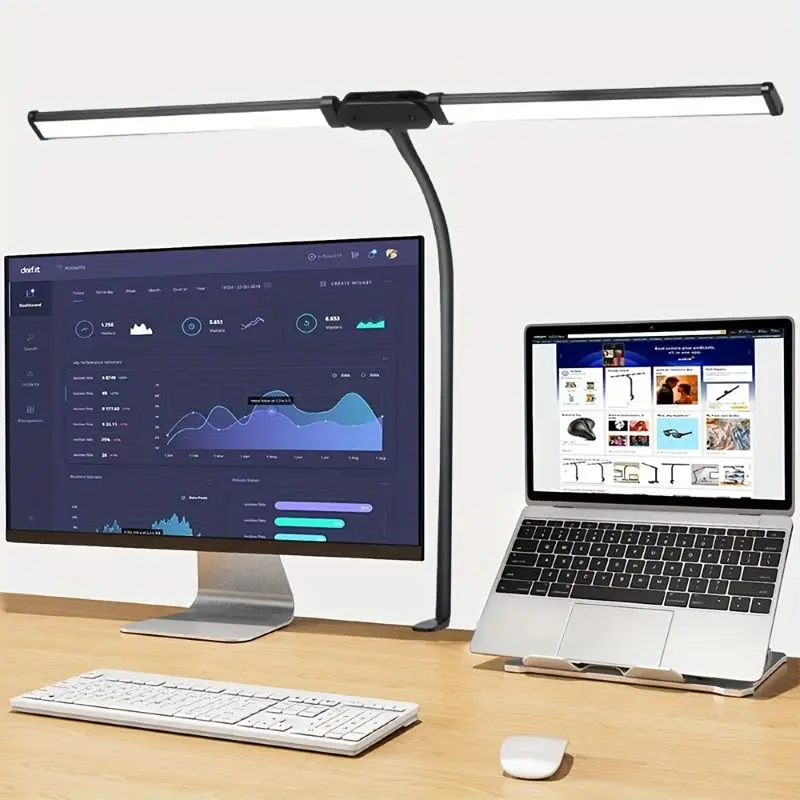 LED Eye Protection Desk Lamp Clip with 3 Modes and 10 Level Brightness USB Adapter Suitable for Reading Learning Display Office