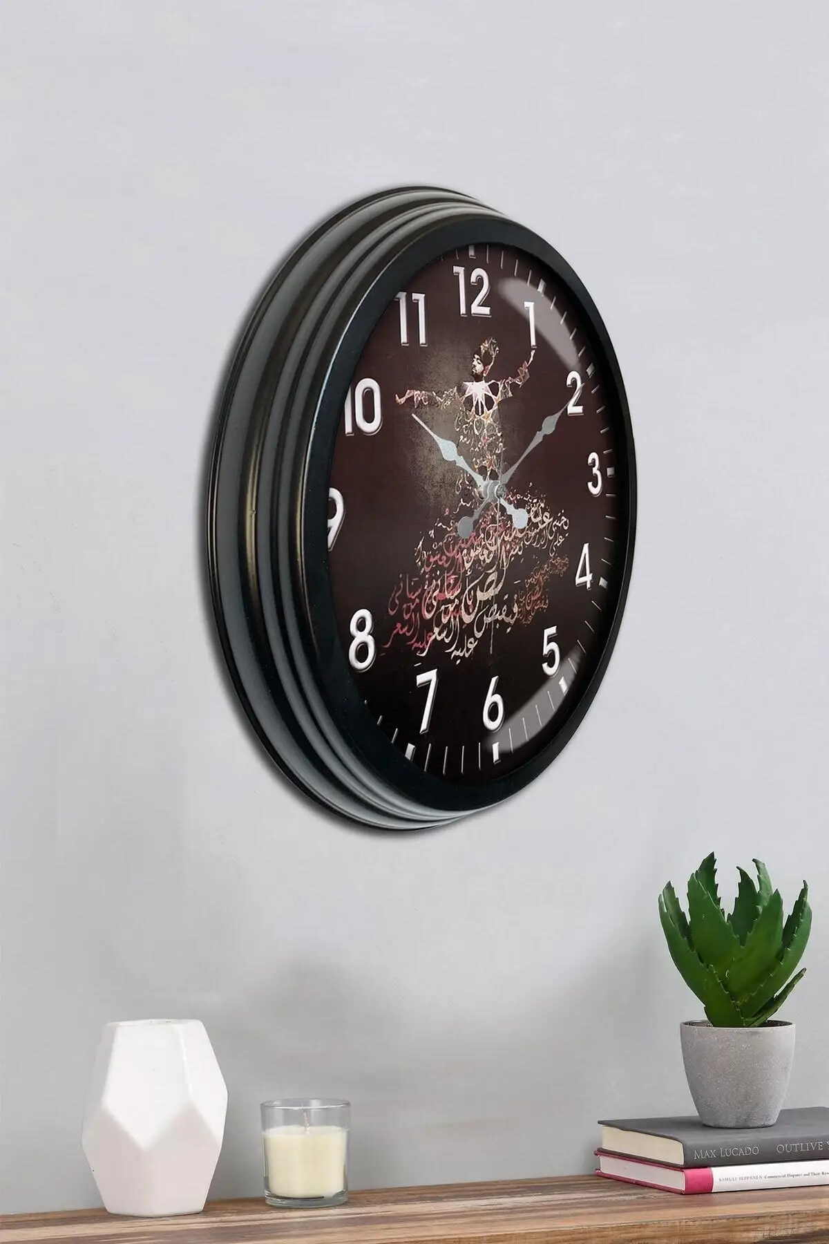 DOLBOVI wall clock 40 Cm Metal black color religious model