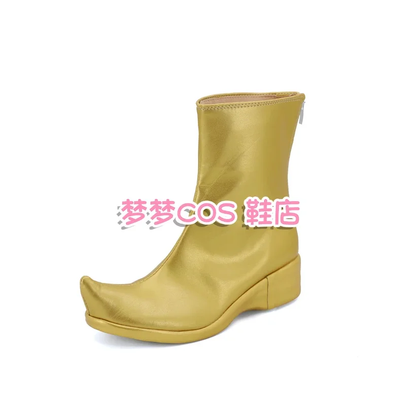 Sky05 Aladdin Stivali Cosplay Scarpe dorate in pelle PU Halloween Cosplay Prop Custom Made99JIu@