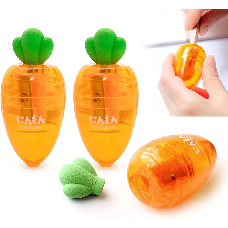 Cute Carrot Pencil Sharpener Small Handheld Pencil Sharpener Office Home School Supplies Students Stationery for Kids Adults