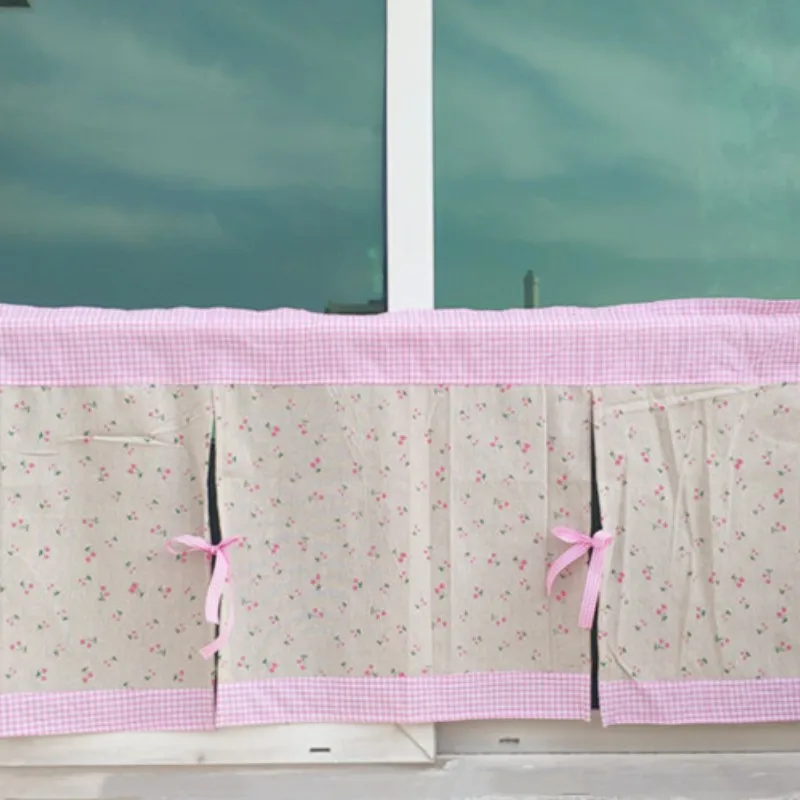 Cortinas curtas estampadas em algodão e linho, pequeno, rosa, verificado, pano, decorativo, gabinete, café