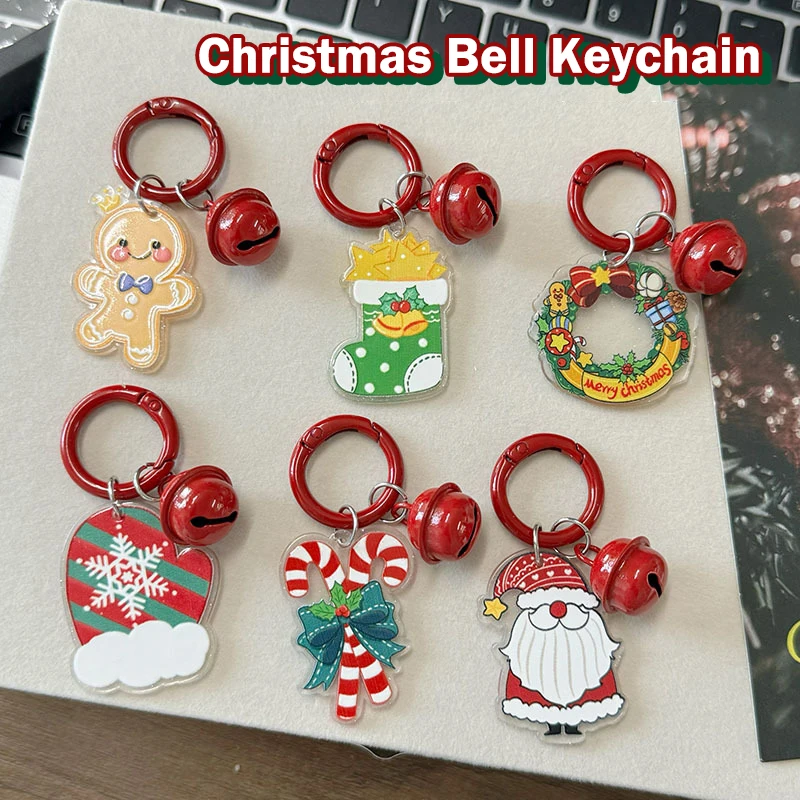 Fashion Christmas Keychain Cartoon Santa Claus Gingerbread Man Keychain Pendant Backpack Decoration Accessories Xmas Gifts