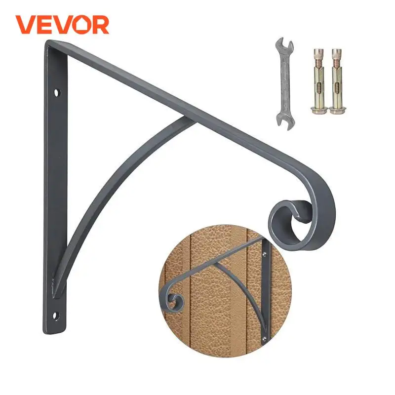 VEVOR Handrail Railing Grab Wrought Iron Gray Post Mount Step Grab Rail For Wall Mounted 1 To 2 Steps Gray Solid Hand Rail Stair