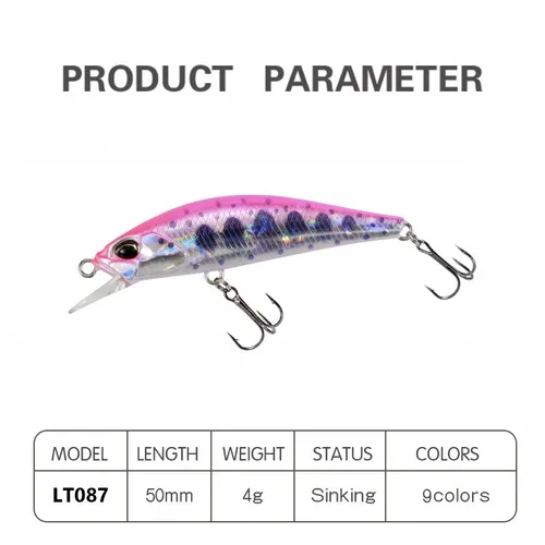 Imagen 2 del producto Señuelos de pesca de pececillo que se hunden, 50mm, 4g, Wobblers, cebos japoneses para lubina, Lucio Duo, Spearhead, Ryuki, 50s, Takumi, trucha arcoíris, 1 Uds.