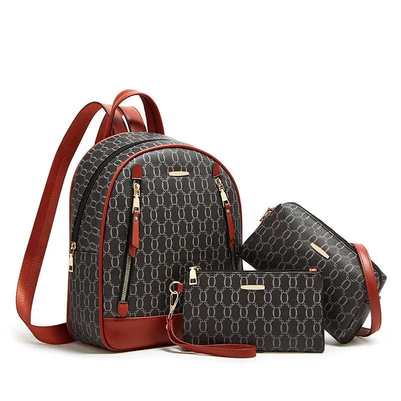 حقيبة ظهر ثلاثية الاتجاهات النسخة الكورية تصميم الأزياء حقيبة كتف متعددة الوظائف ثلاث قطع بدلة الأم والابنة