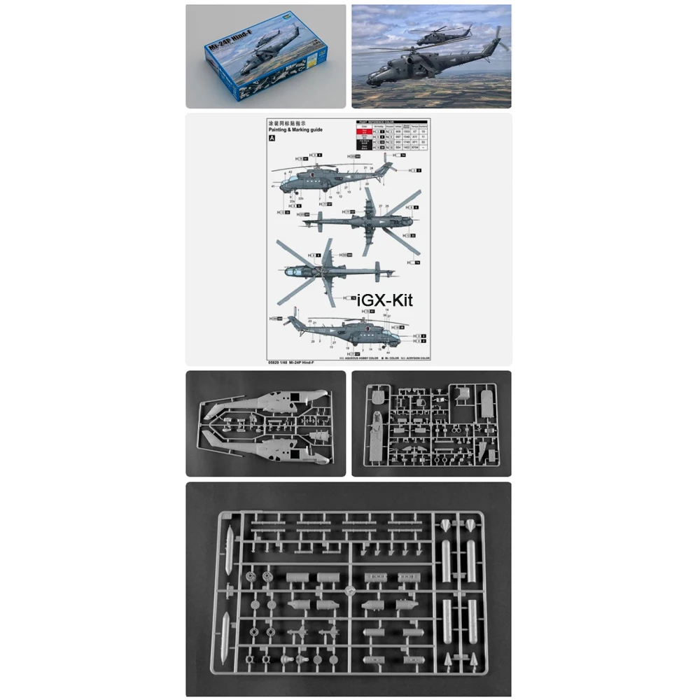 

Trumpeter 05829 1/48 Scale Russian MI24 Hind Mi-24P Hind-F Attack Helicopter Plane Plastic Assembly Model Building Kit Toy