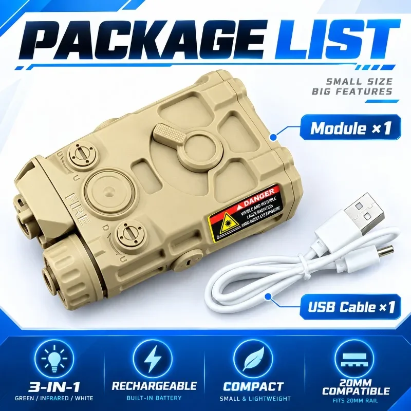 PEQ15 Three-in-one Flashlight Accessory with Dual Light Source, Hobby Model Component for 20MM Rail