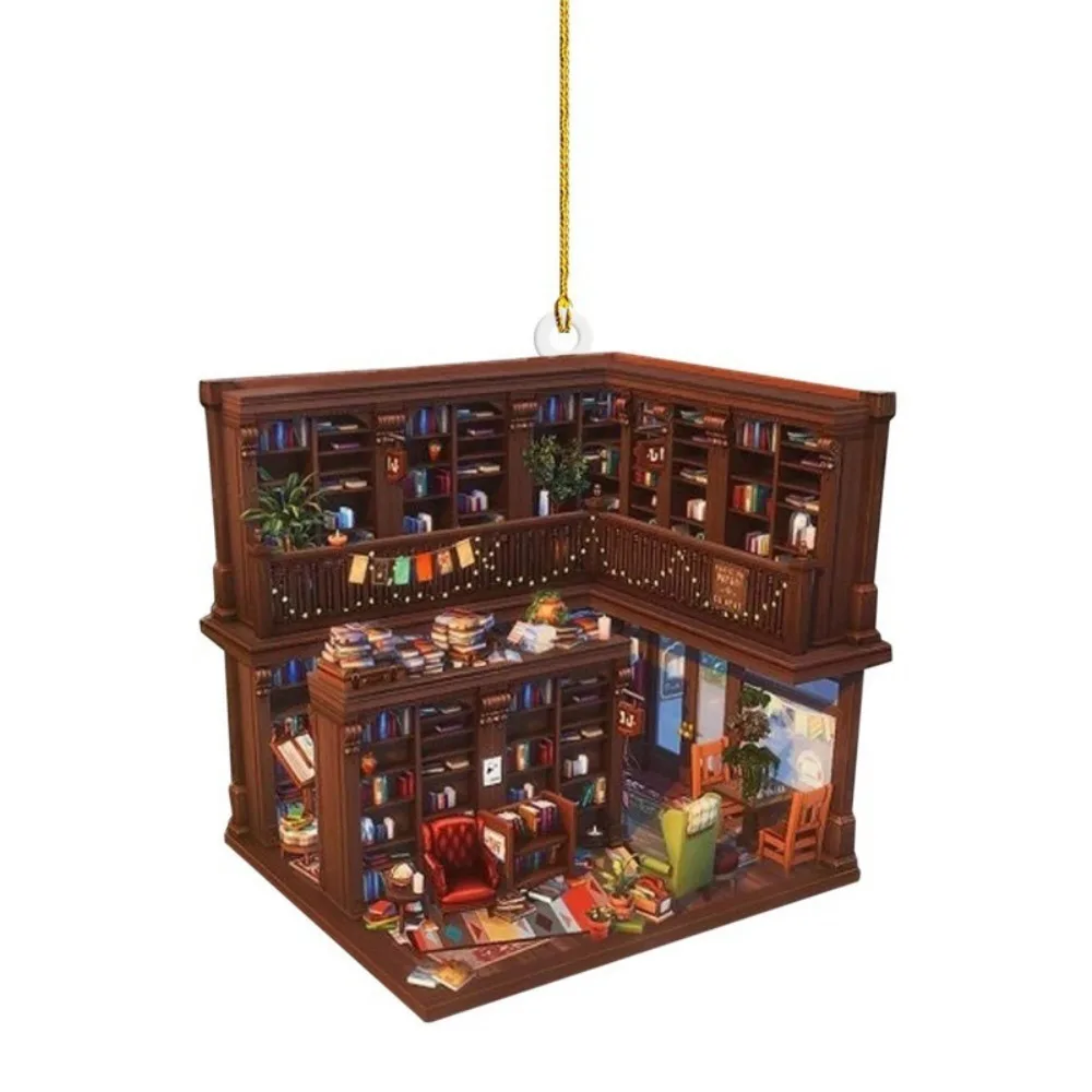 

New 2D Christmas Tree Pendant Acrylic DIY Bookshelf Pendant Navidad Book Lovers XMAS Decor Hanging Home