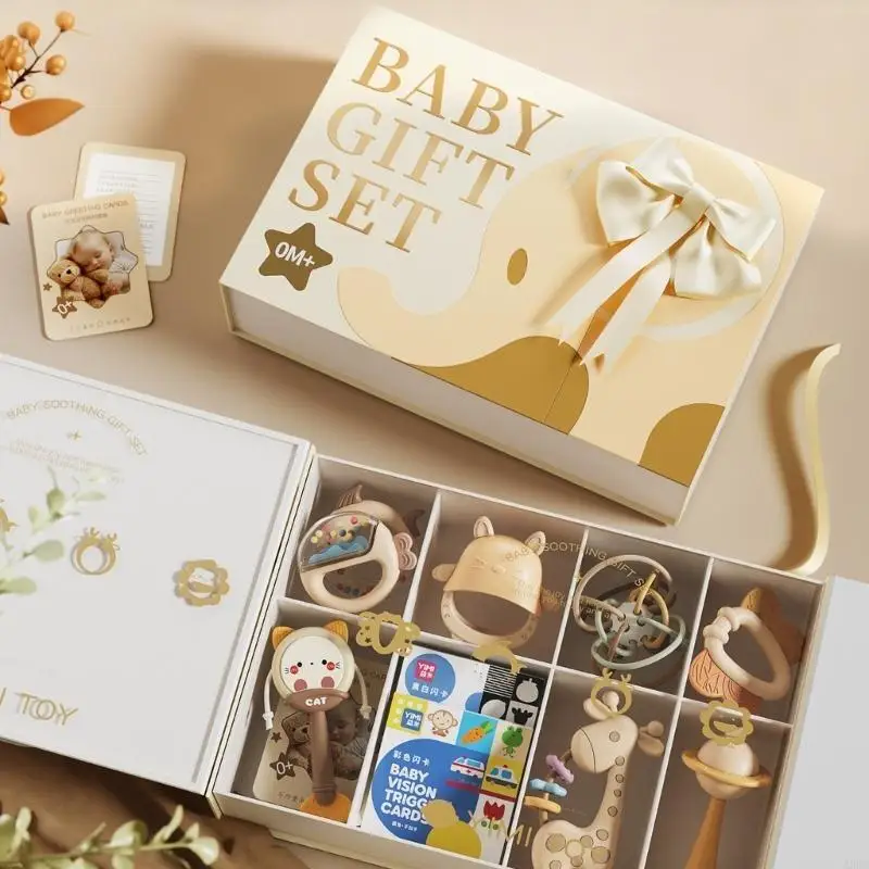 14 個パックベビーガラガラ新生児ギフトセットおしゃぶりハンドベル感覚聴覚発達おもちゃの質感体験 A2UB