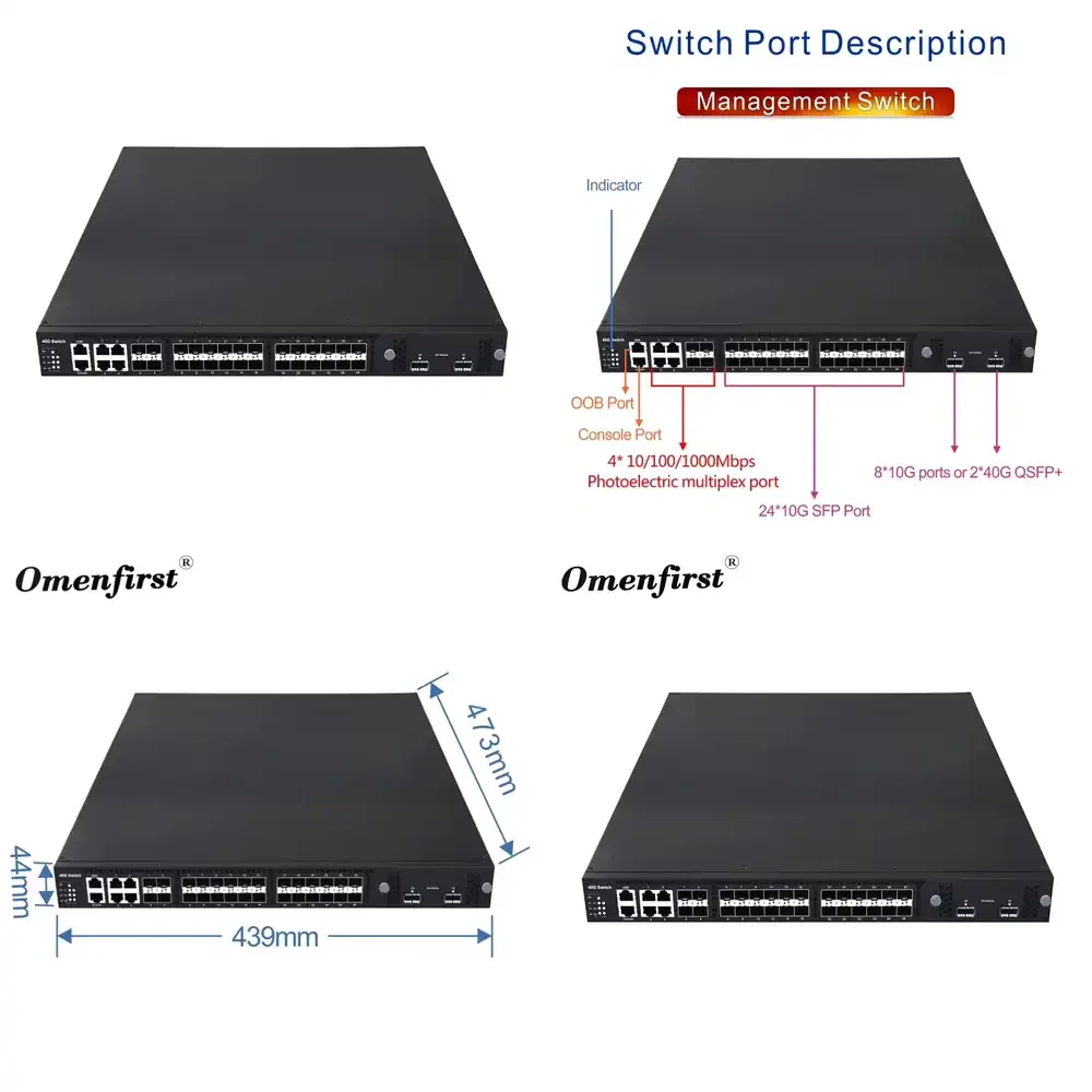 

24-Port All-10GbE Optical Fiber Managed Network Switch QSFP+ 40G 2 QSFP+ 40G Optical Switch with SNMP and QoS Functions