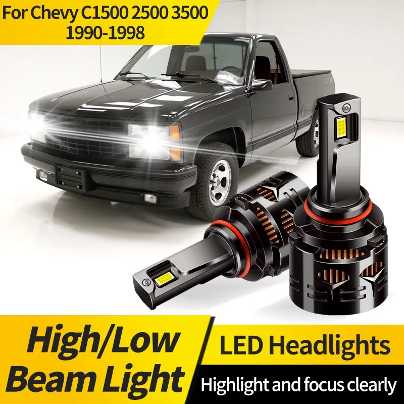 

2PCS 9005 HB3 LED Headlight Bulb 9006 HB4 Super Bright Auto Driving Headlamp Bulb Turbo Lamp For Chevy C1500 2500 3500 1990-1998