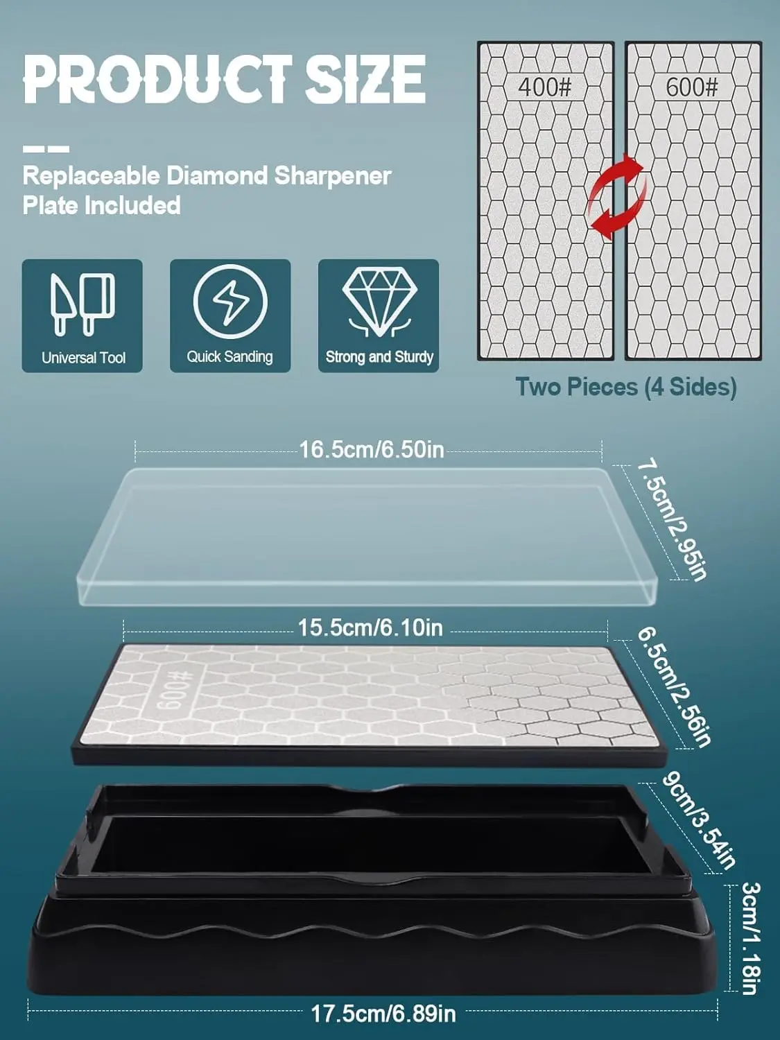 Double-sided Diamond Whetstone, Sharpening Stone Slate With Non-slip Base, For Knife Outdoor Kitchen Sharpening Tools 400-1200#