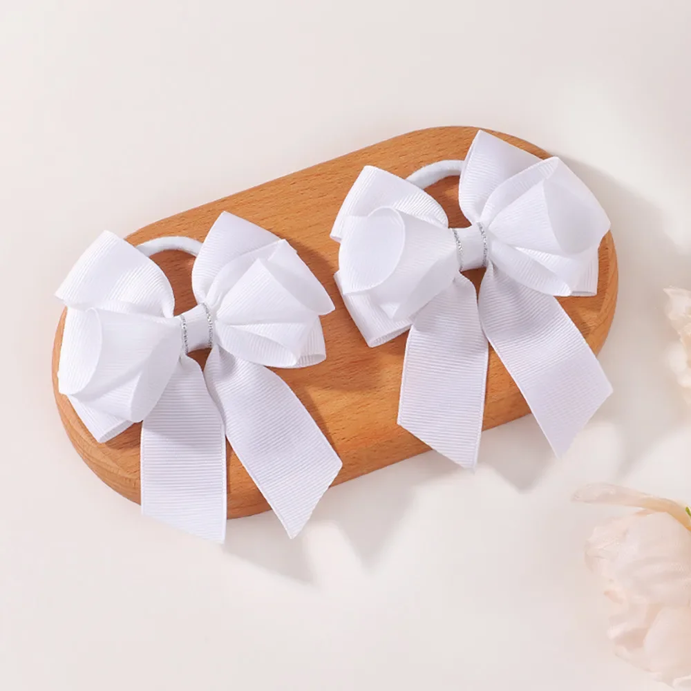 JOLLYPASS 2 Stück/Set Eleganter Weißer Spitzen-Haargummi mit Strass-Schleife Hochzeit Braut Mädchen Haaraccessoires – Detail 3