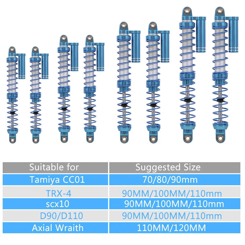 YSIDO 90mm/100mm/110mm/120mm Shock Absorber Pressure Damper for Traxxas 1/10 SCX10 TRX-4 D90 D110 Axial Wraith RC Crawler Car
