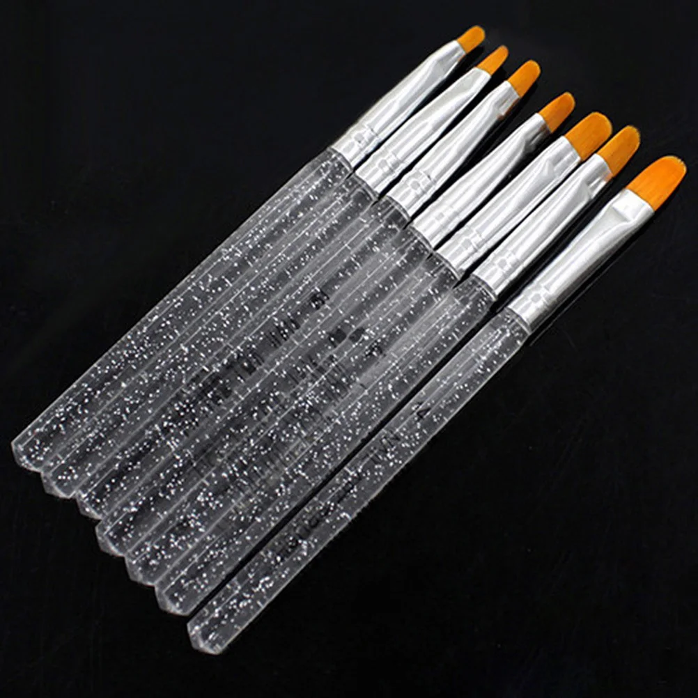 

7Pcs Nail Art Pen Set Transparent Handle Professional Drawing Brush Multifunctional Manicure Tools Nail Painting Tools