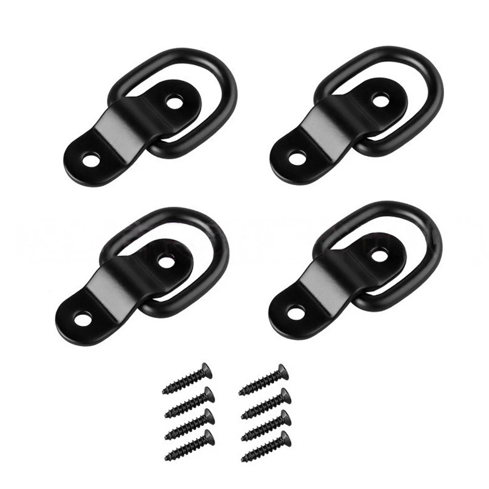 Tie Down Anchors Black D Ring Eyelets 304 Stainless Steel 6 Mm Thick Ring 3 Mm Reinforced Base Pre-drilled Holes