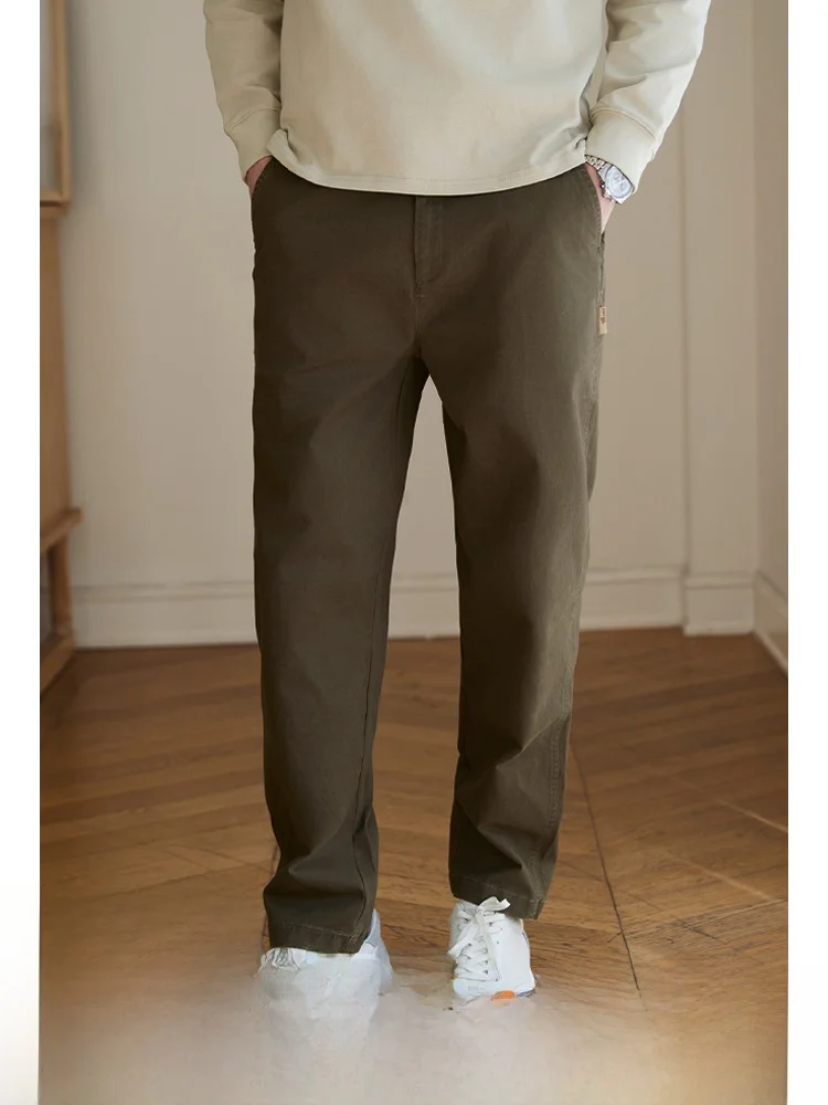 

ILOX Men's American Retro Workwear Casual Pants Loose Straight Leg Nine-Tenths Summer New Spor Youthful Sle Cotton Blend