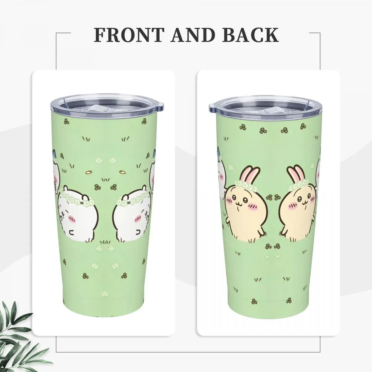 Chiikawa Stainless Steel Tumbler Grassland Travelist Thermal Mug With Straws and Lid 20oz Car Mugs Cold Drink Water Bottle