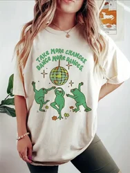 New Cute Cartoon Frog Printed Women's T-Shirt Cartoon Pattern Printed Women's Plus Size T-Shirt Casual Women's Fun T-Shirt.